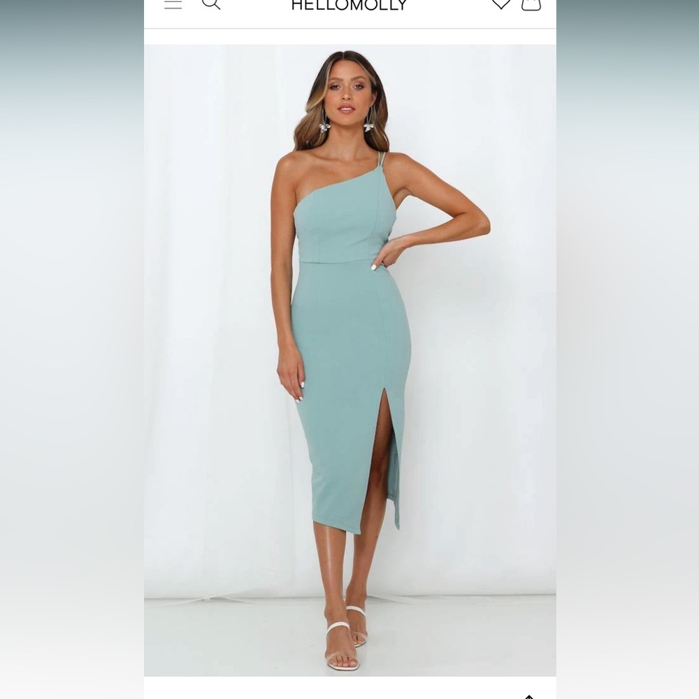 Hello Molly Taking it Back midi dress sage green womens US SIZE 2